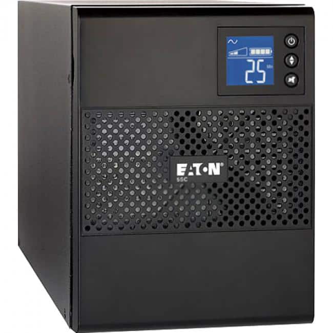 Eaton - 5SC UPS 1500 VA 1080 Watt 120V Line-Interactive Battery Backup Tower USB - Tower - 5 Minute Stand-by - 110 V AC - Black