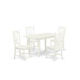 East West Furniture - Dining Table- Dining Chairs - Brown