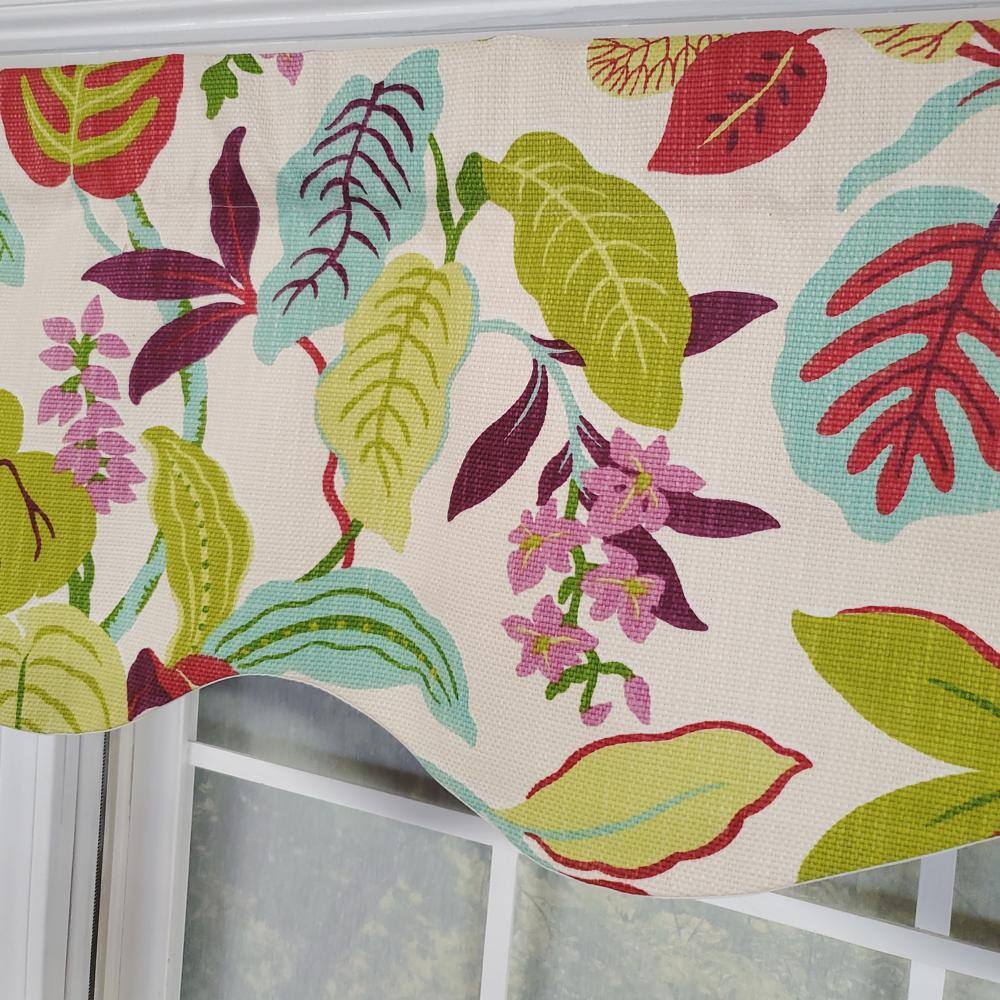 Left. RLF Home - RLF Home Antonia Provence Colorful Leaves and Blossoms Effortless Installation Luxurious Window Valance 50" X 15" Spring - Spring.