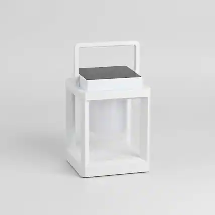 Front. FINEAK - 7.4" 3-Level Bright Solar Table Lamp - IP44 Waterproof Touch Rechargeable - White.