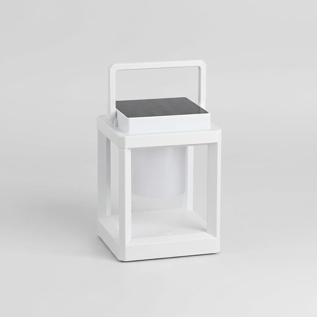 Front. FINEAK - 7.4" 3-Level Bright Solar Table Lamp - IP44 Waterproof Touch Rechargeable - White.