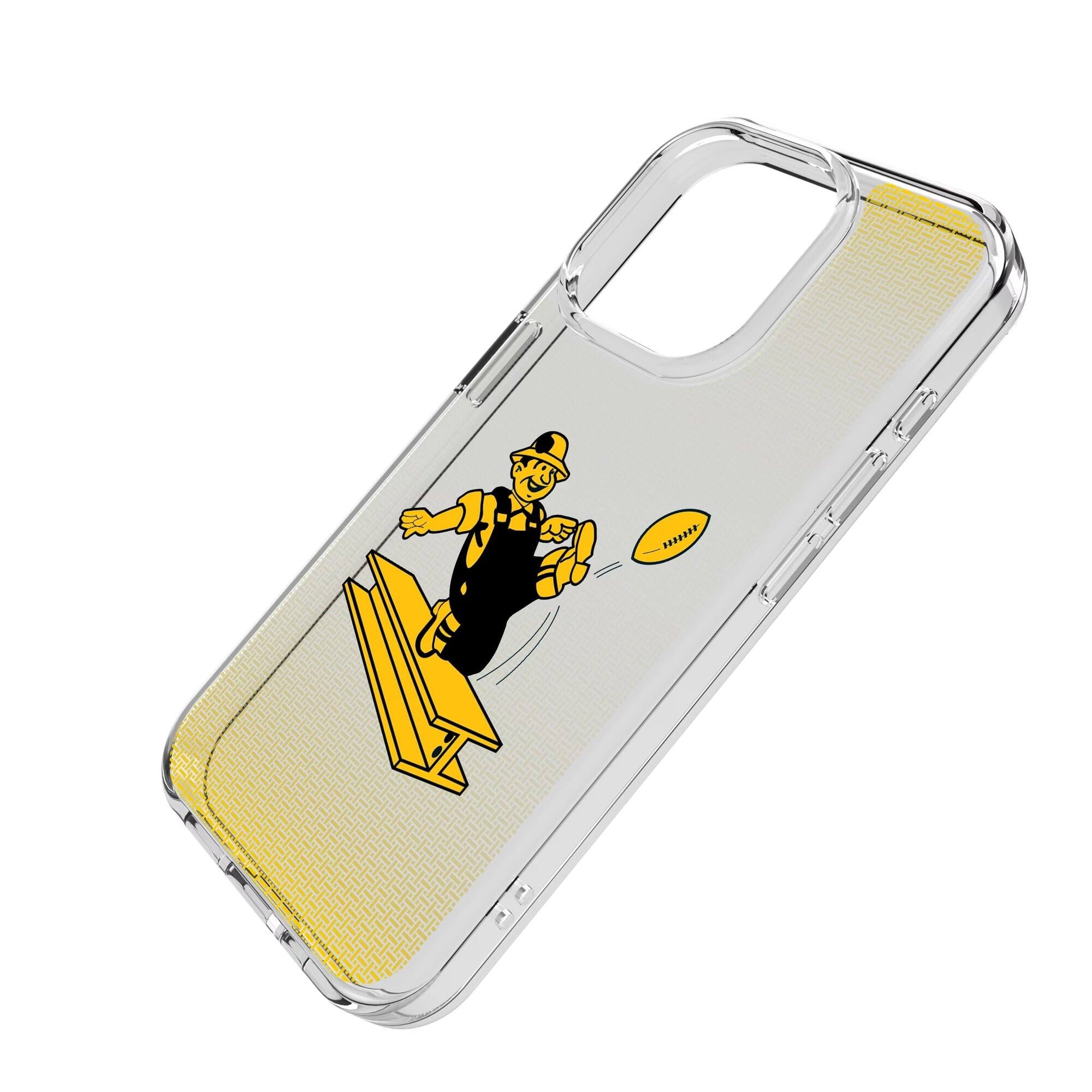 Alt View 1. Keyscaper - Pittsburgh Steelers Linen Logo iPhone Clear Case - 13 mini - Multicolor.