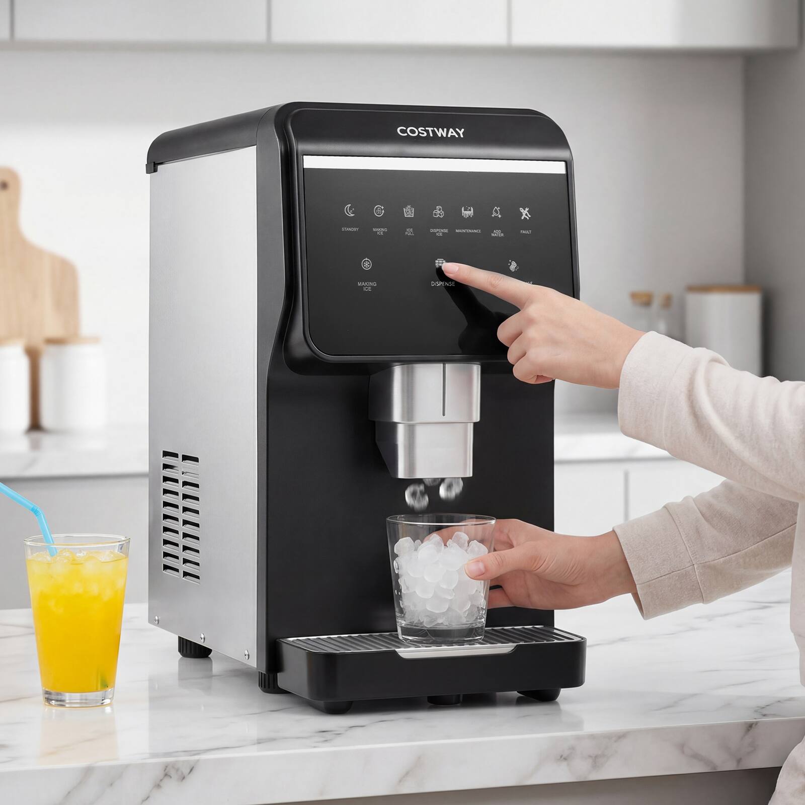 Alt View 3. Costway - Costway Countertop Ice Machine with Self Dispensing, 80 LBS Per Day, 7.5 LBS Ice Storage - Black + Silver.