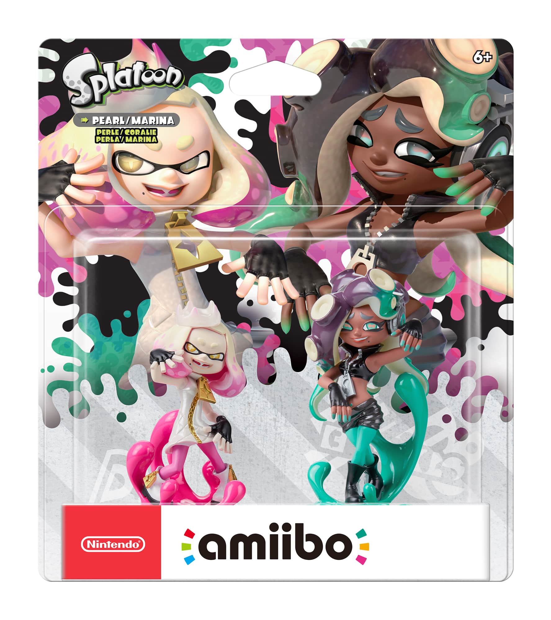 The text on the image reads "Splatoon Pearl/Marina Coralie/Marina 6+ Nintendo amiibo."