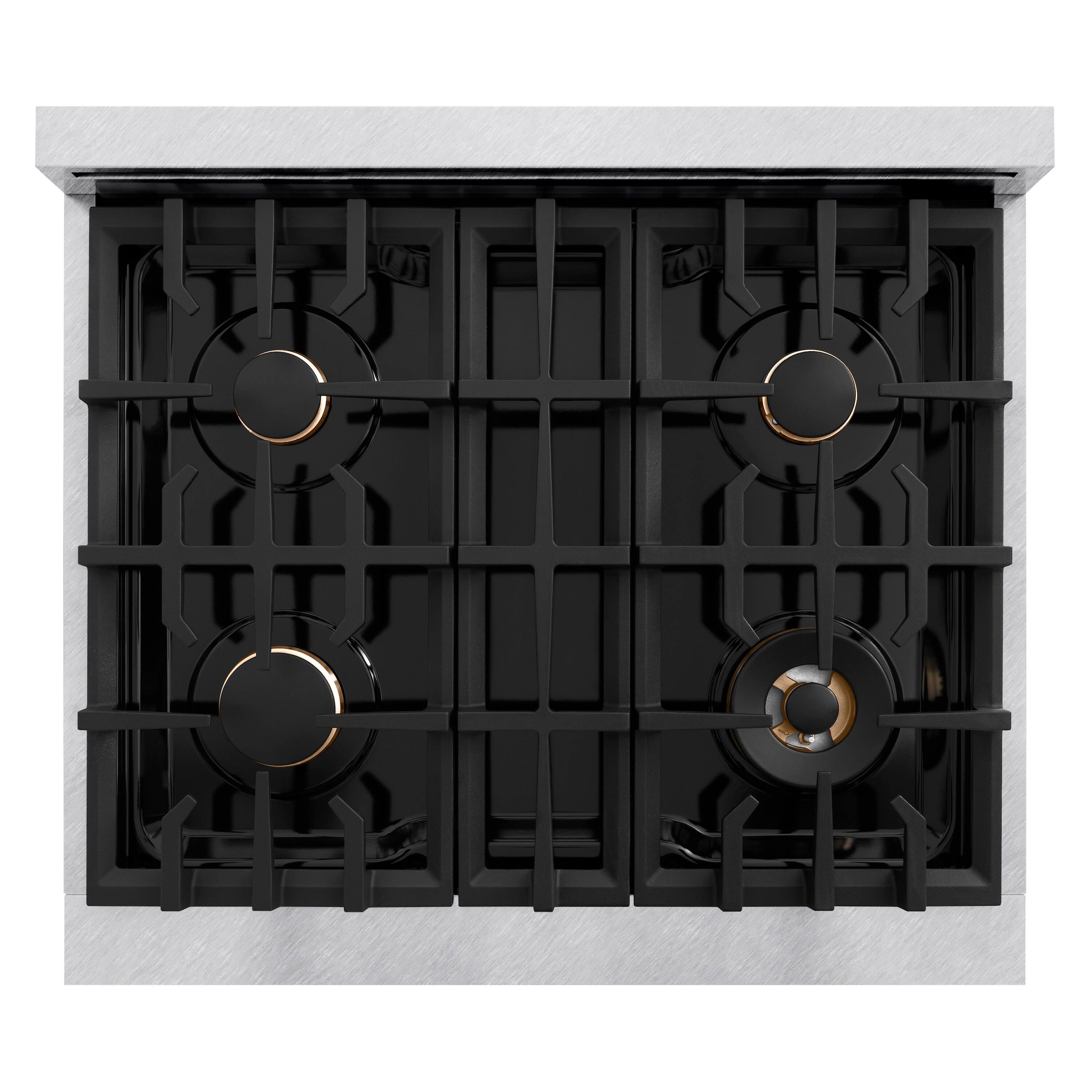 Alt View 6. ZLINE - ZLINE 30 in. Classic Gas Rangetop w/ 4 Brass Burners & Porcelain Cooktop in Satin Stainless Steel - Satin Stainless Steel.