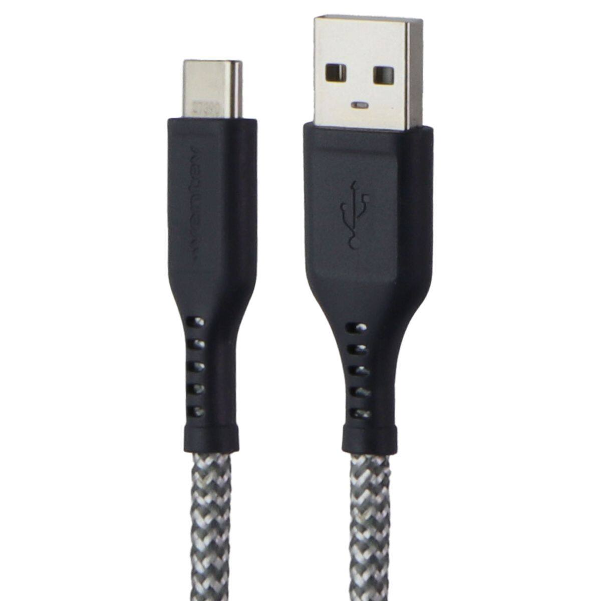 Front. Ventev - 6-Foot Braided High-Speed USB-A to USB-C Cable - Gray.