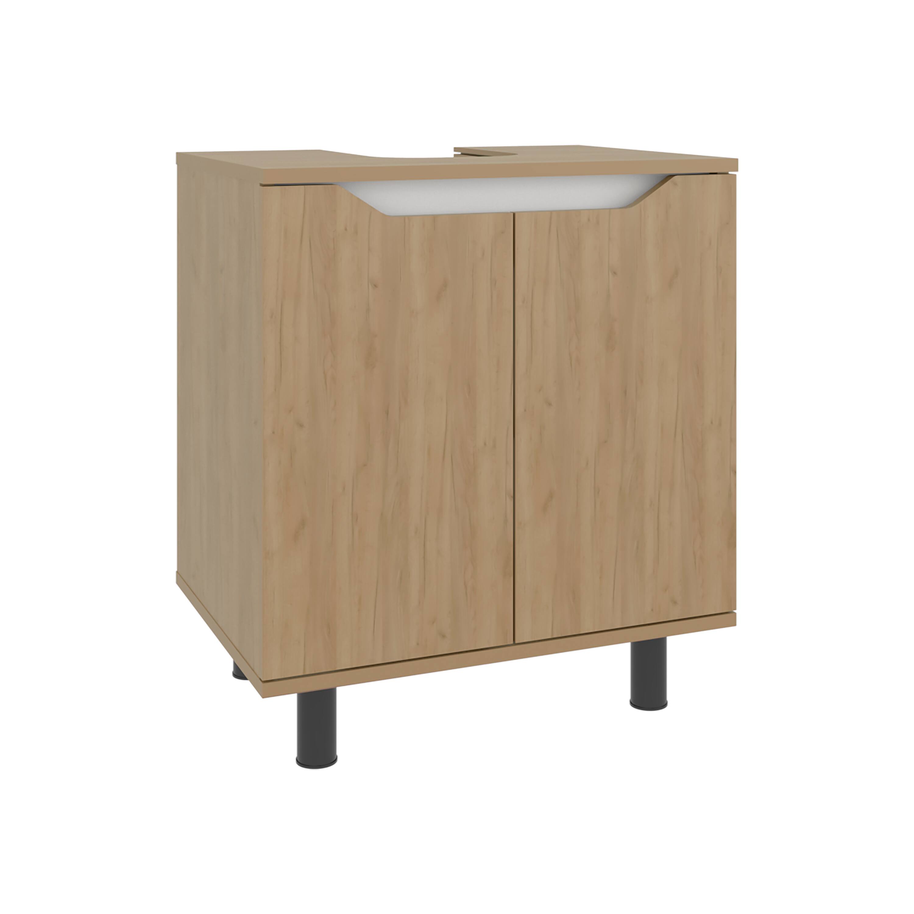 Alt View 4. TinyHomie - 22 Inch Wide Marlo Freestanding Under Sink Cabinet 2 Doors Interior Shelves Modern Bathroom Storage - brown.