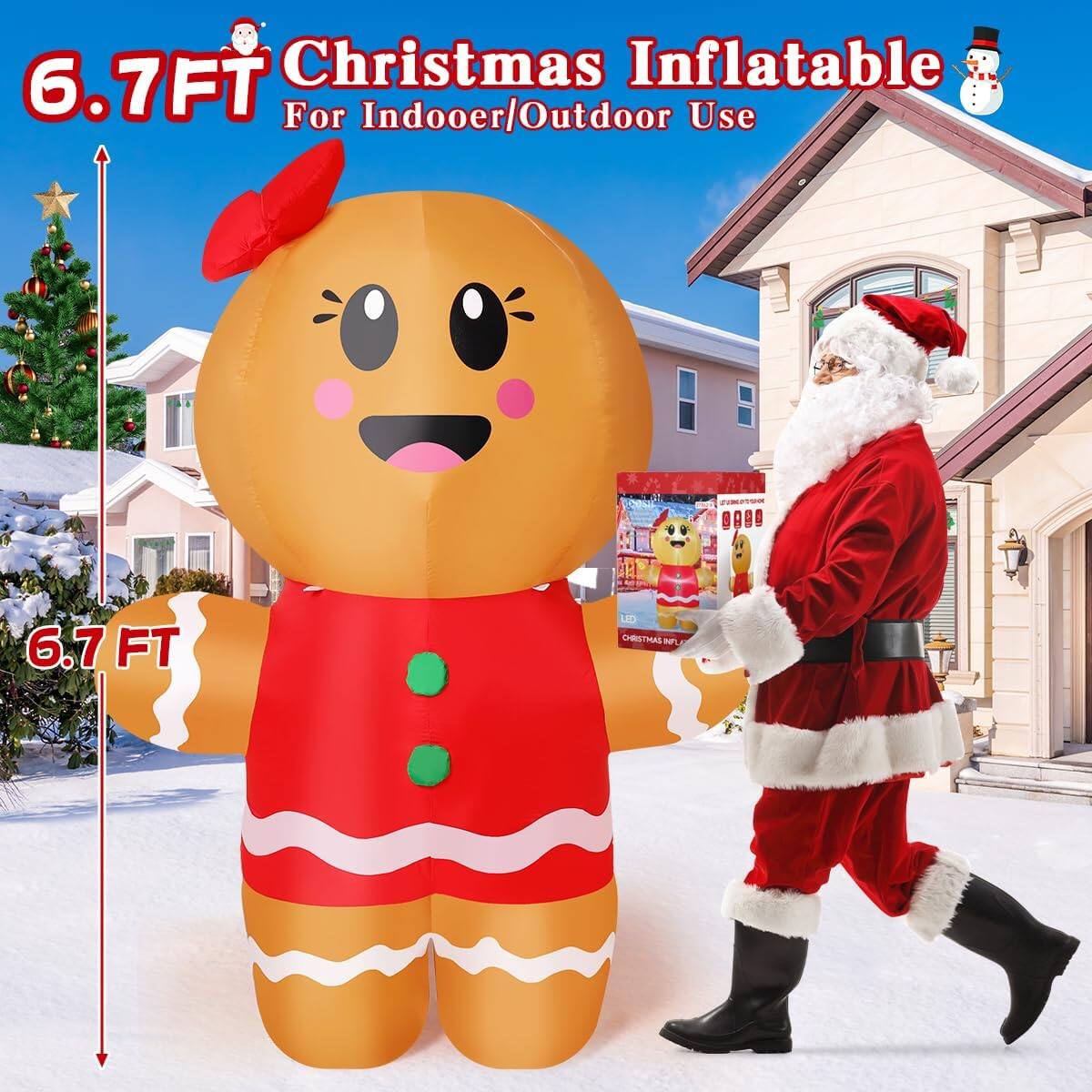 6.7FT Christmas Inflatable For Indoor/Outdoor Use