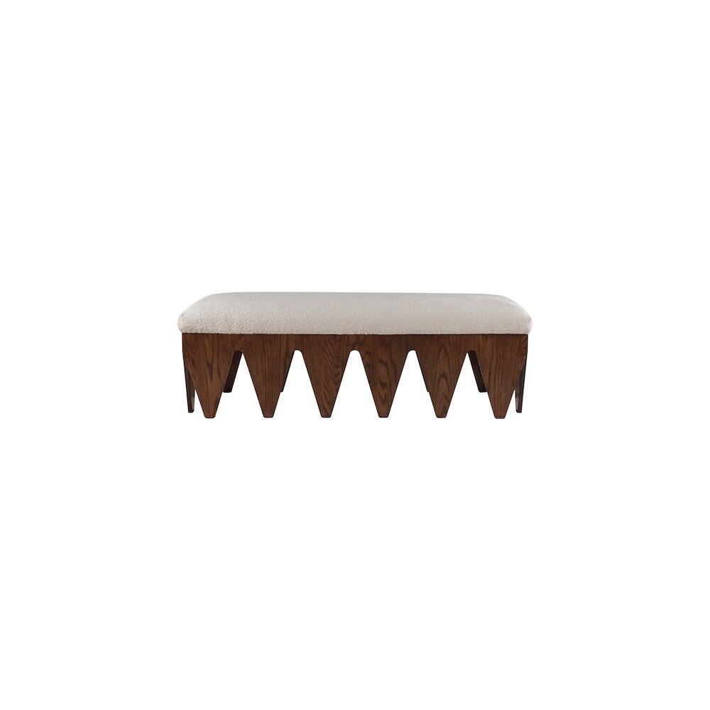 Alt View 2. Meridian Furniture - Altair Beige Velour Fur Fabric Bench - Beige.