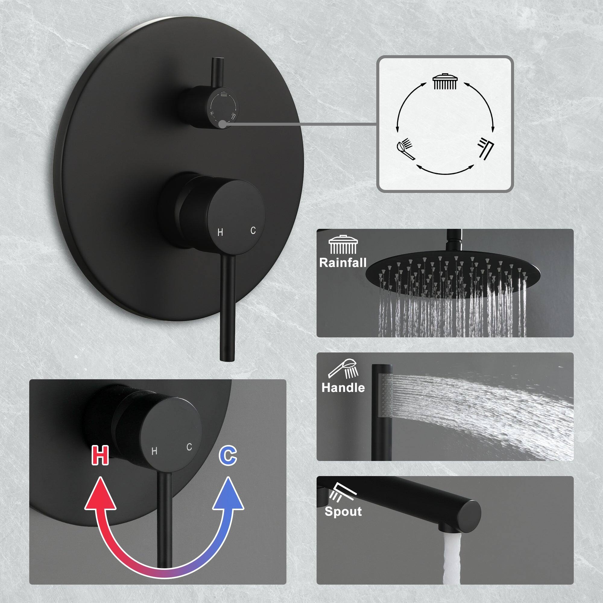 H H C Rainfall Handle Spout