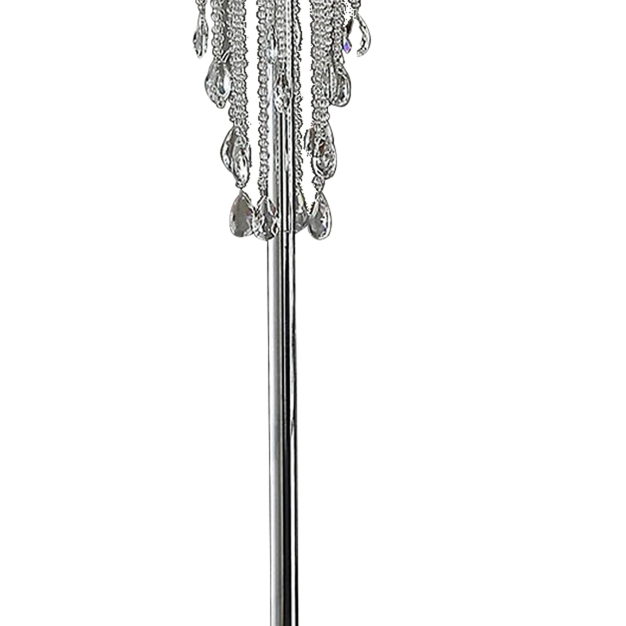 Left. Manhattan Lane - Cara 62 Inch Floor Lamp, Hanging Drop Design, Crystal and Metal, Chrome.