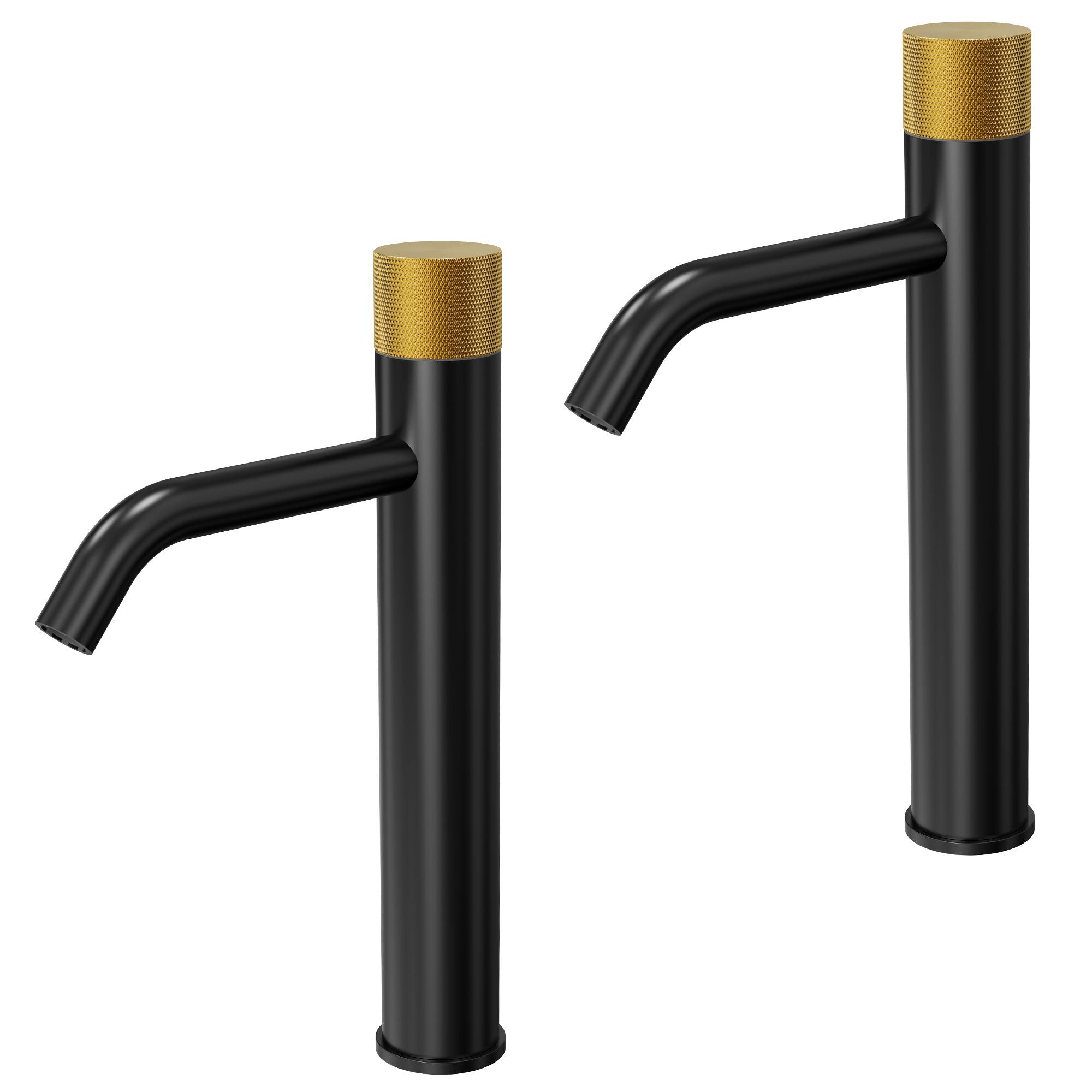 Front. GRANDJOY - 12 Inch Single Handle Vessel Bathroom Faucet with Pop-Up Drain, 1.0 GPM Mid-Arc Spout - Matte Black&Brushed Gold.