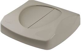 RubberMaid - Untouchable Waste Container Lids, Square, Swing Top, Grey, Fits 23-Gallon Containers - Beige