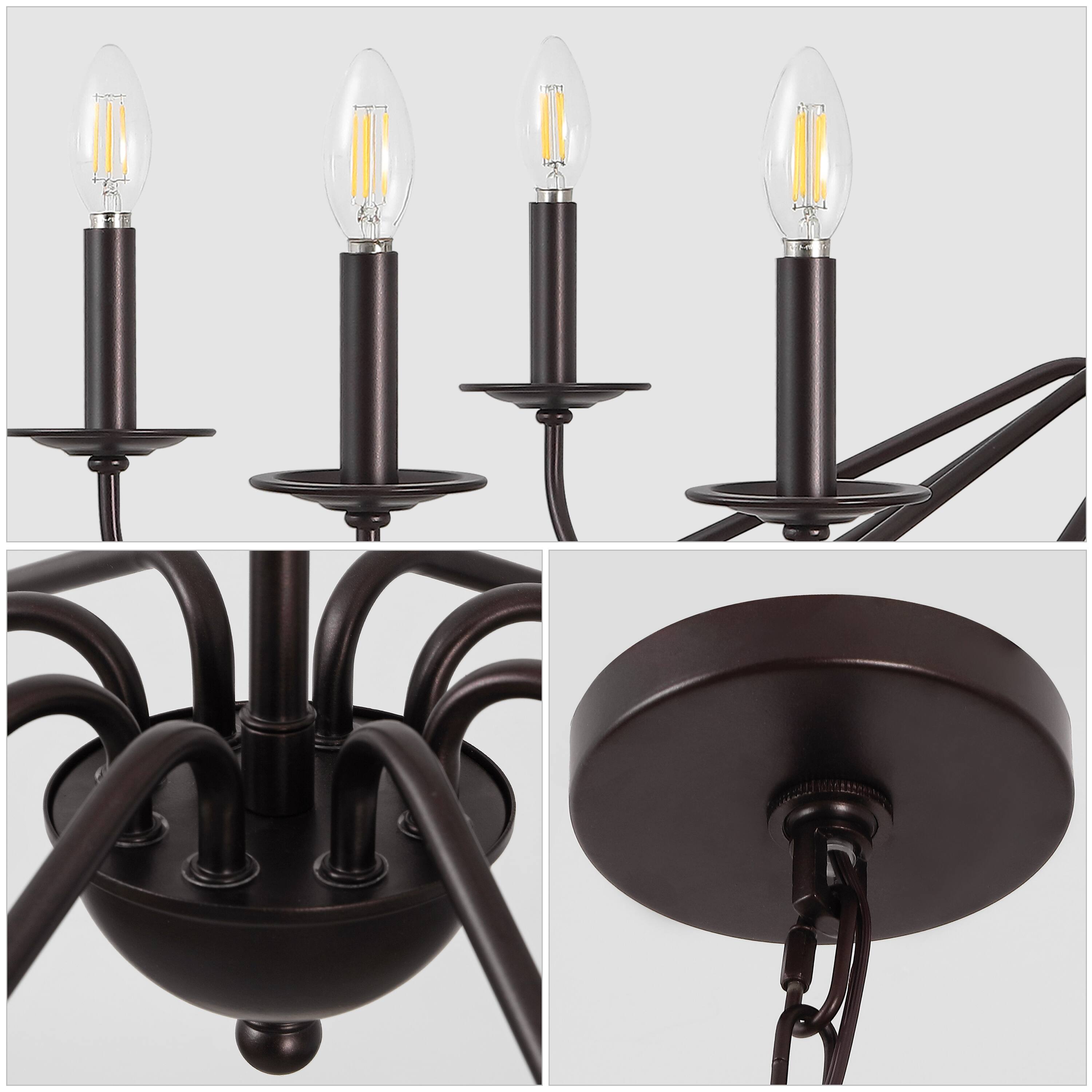 Alt View 5. Jonathan Y - Wicklow 40" 8-Light Bohemian Farmhouse Iron LED Chandelier, Oil Rubbed Bronze - Oil Rubbed Bronze.