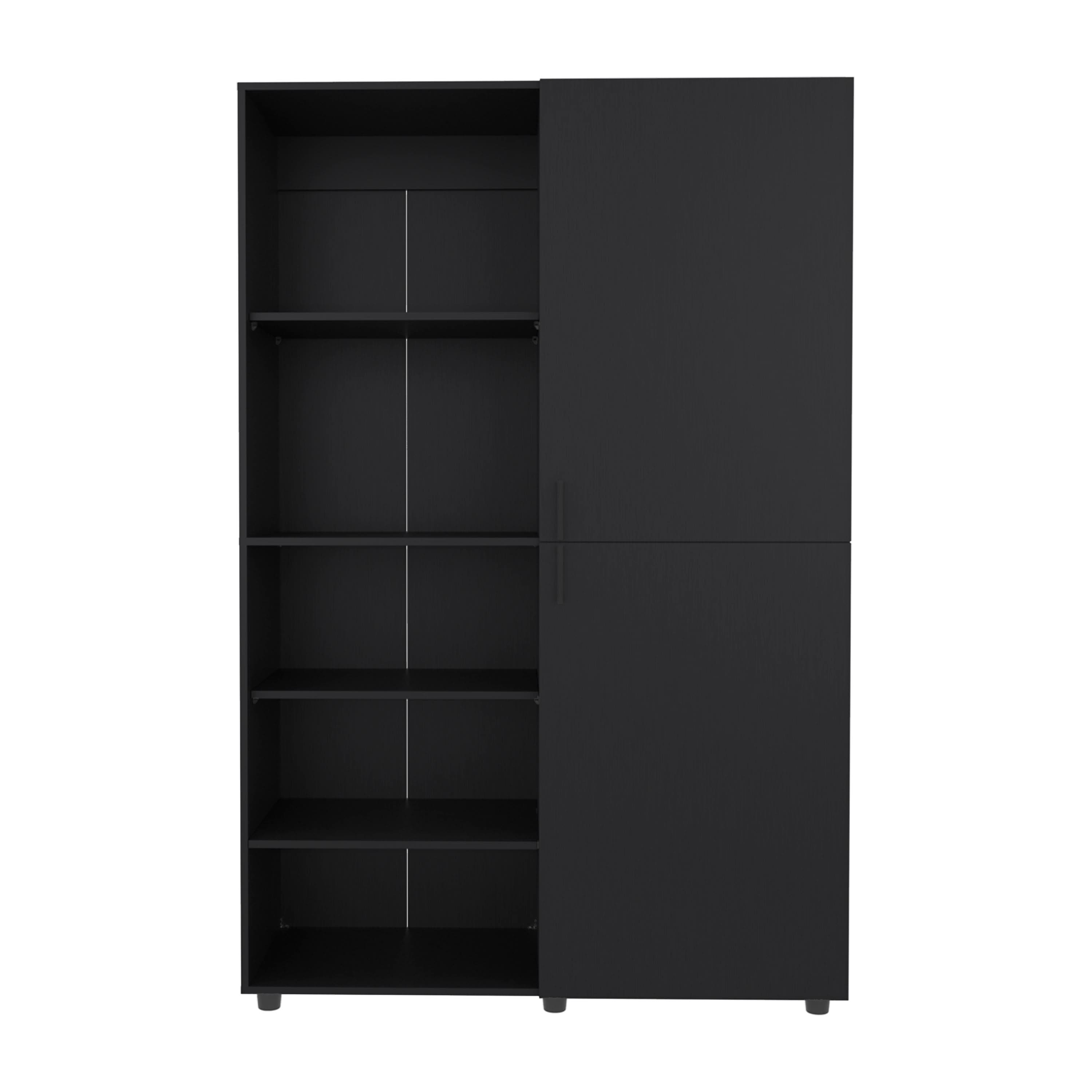 TuHome - Eco High One Door Freestanding Armoire With Hanging Rod And Interior Shelves, Compact Bedroom Wardrobe - Black