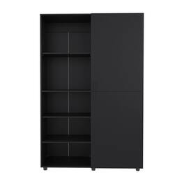 TuHome - Eco High One Door Freestanding Armoire With Hanging Rod And Interior Shelves, Compact Bedroom Wardrobe - Black