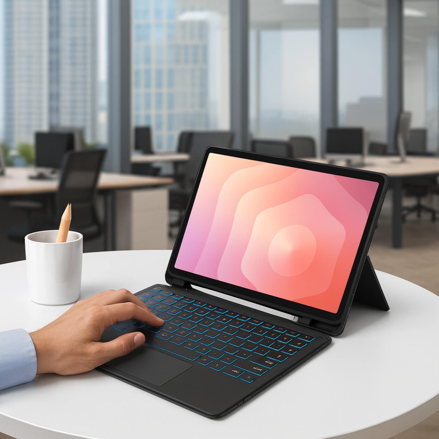 Alt View 4. SaharaCase - Samsung Galaxy Tab S11 Ultra Slim Keyboard Case | Backlight Keyboard | Built-in Track Pad | ProTouch Series - Scorpion Black.