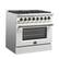 Left. Forno Appliances - Galiano 5.36 Cu. Ft. Freestanding Dual Fuel Electric Range with Convection Oven - White Door.