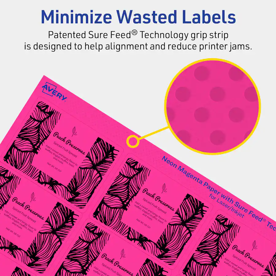 Eyes Labelling Avery Printable Rectangle Labels, Neon Magenta, 2