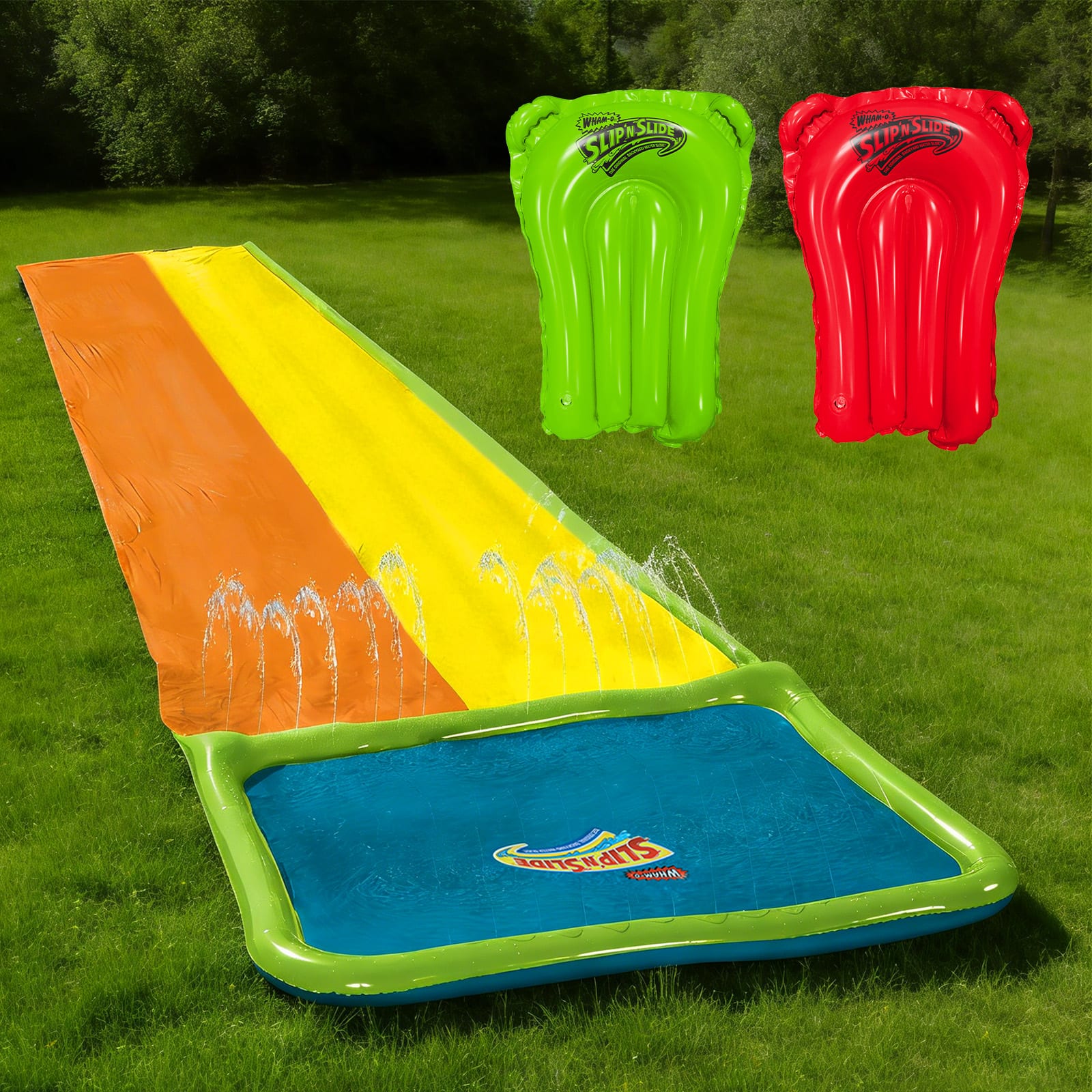 Wham-O - Slip N Slide Water Slide 18ft Double Lane with Splash Pool Area & 2 Boogie For Backyard price history on PriceWatchPro