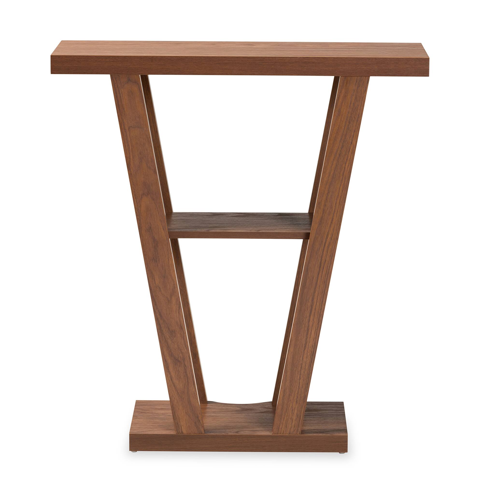Back. Baxton Studio - Boone Modern and Contemporary Finished Wood Console Table - Walnut Brown.