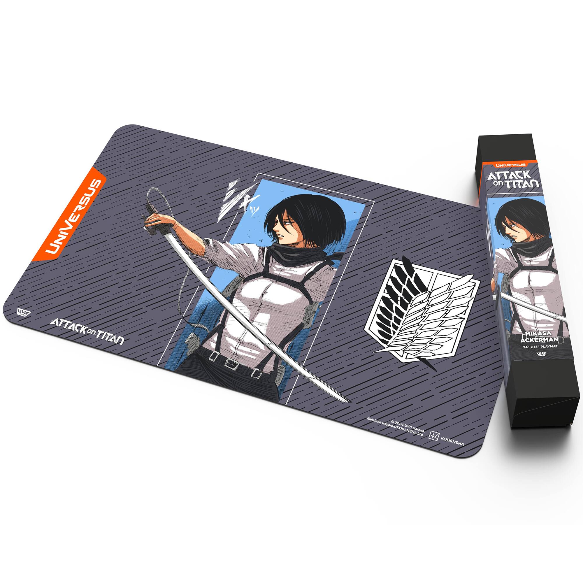 Attack on Titan is a popular manga and anime series that has captured the hearts of many fans. The image features a mouse pad and a box of Attack on Titan-themed items, including a mouse pad with a picture of a character from the series. The mouse pad is placed on a table, and the box of Attack on Titan items is located next to it. The image showcases the excitement and dedication fans have for this beloved franchise.