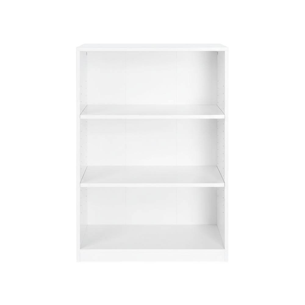 Back. FurniFact - White 3-Shelf Bookcase with Sturdy Construction and Modern Design - White.