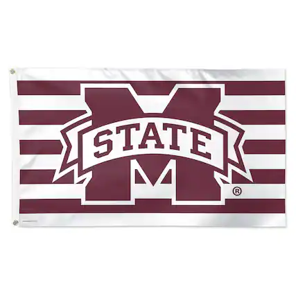 Front. WinCraft - Mississippi State Bulldogs 3' x 5' Single-Sided Deluxe Stripes Flag - Multicolor.
