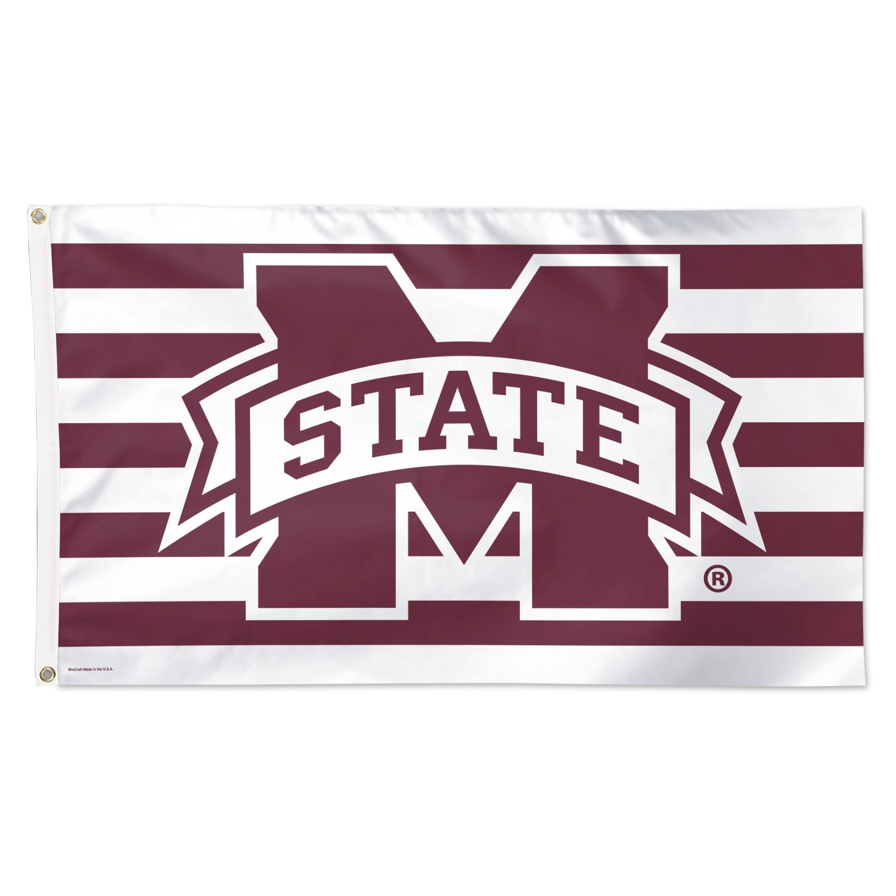 Front. WinCraft - Mississippi State Bulldogs 3' x 5' Single-Sided Deluxe Stripes Flag - Multicolor.