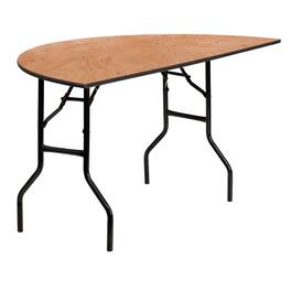 Emma + Oliver - 5-Foot Half-Round Wood Folding Banquet Table - Natural