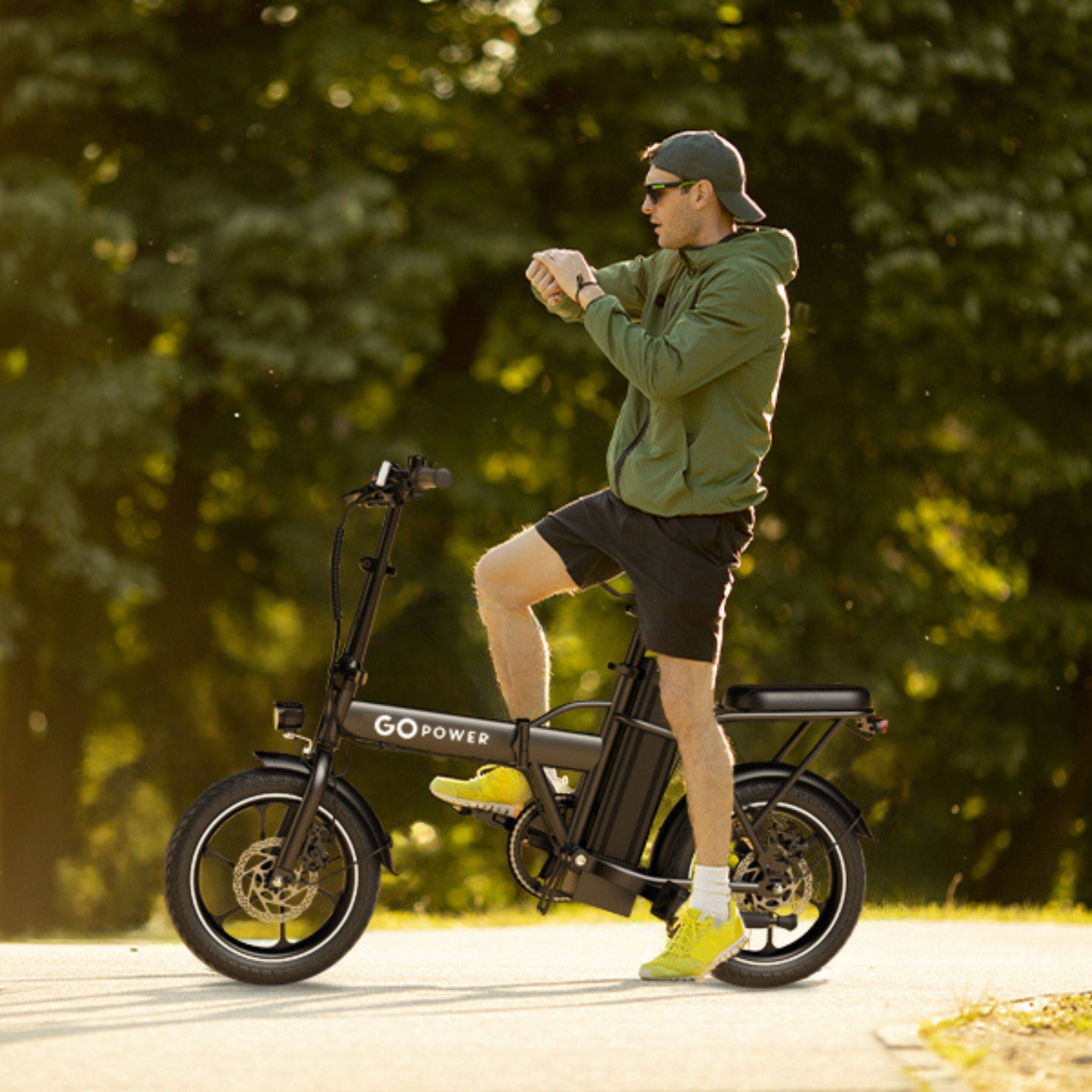 Alt View 1. GoPowerBike - GoPowerBike GoRay Folding Electric Bike 20mph Max Speed & 350W Motor - Black.