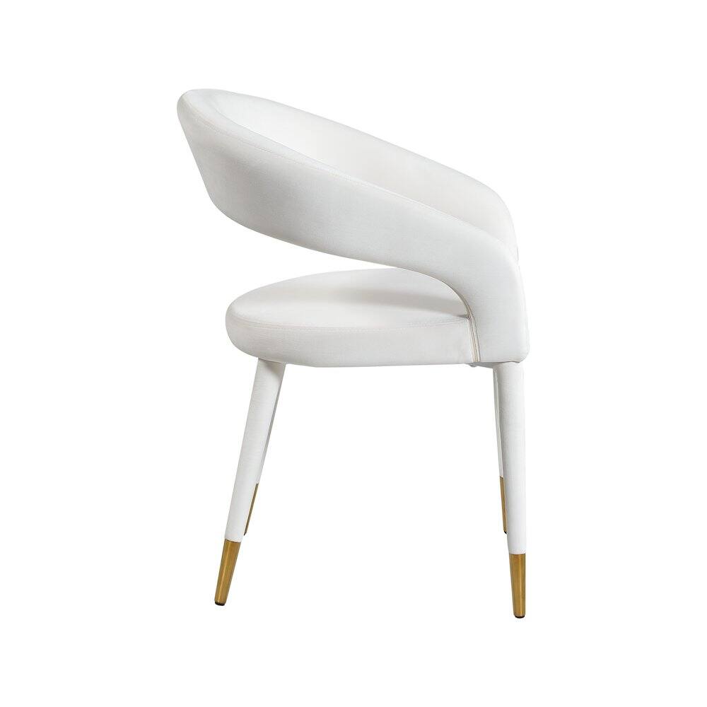 Alt View 3. Meridian Furniture - Destiny Cream Velvet Dining Chair - Beige.