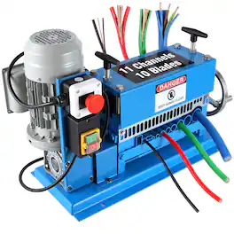 VEVOR - 1.5-38MM Electric Cable Stripping Machine 370W, Efficiently Strips Various Metal Wires, Includes 10 Blades - Blue