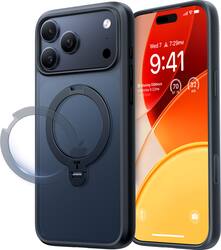 TORRAS - Ostand Q3 Spin - Military-Grade Magnetic Rotatable Case, 90° Adjustable Stand & MagSafe for Apple iPhone 17 Pro - Black - Front_Zoom