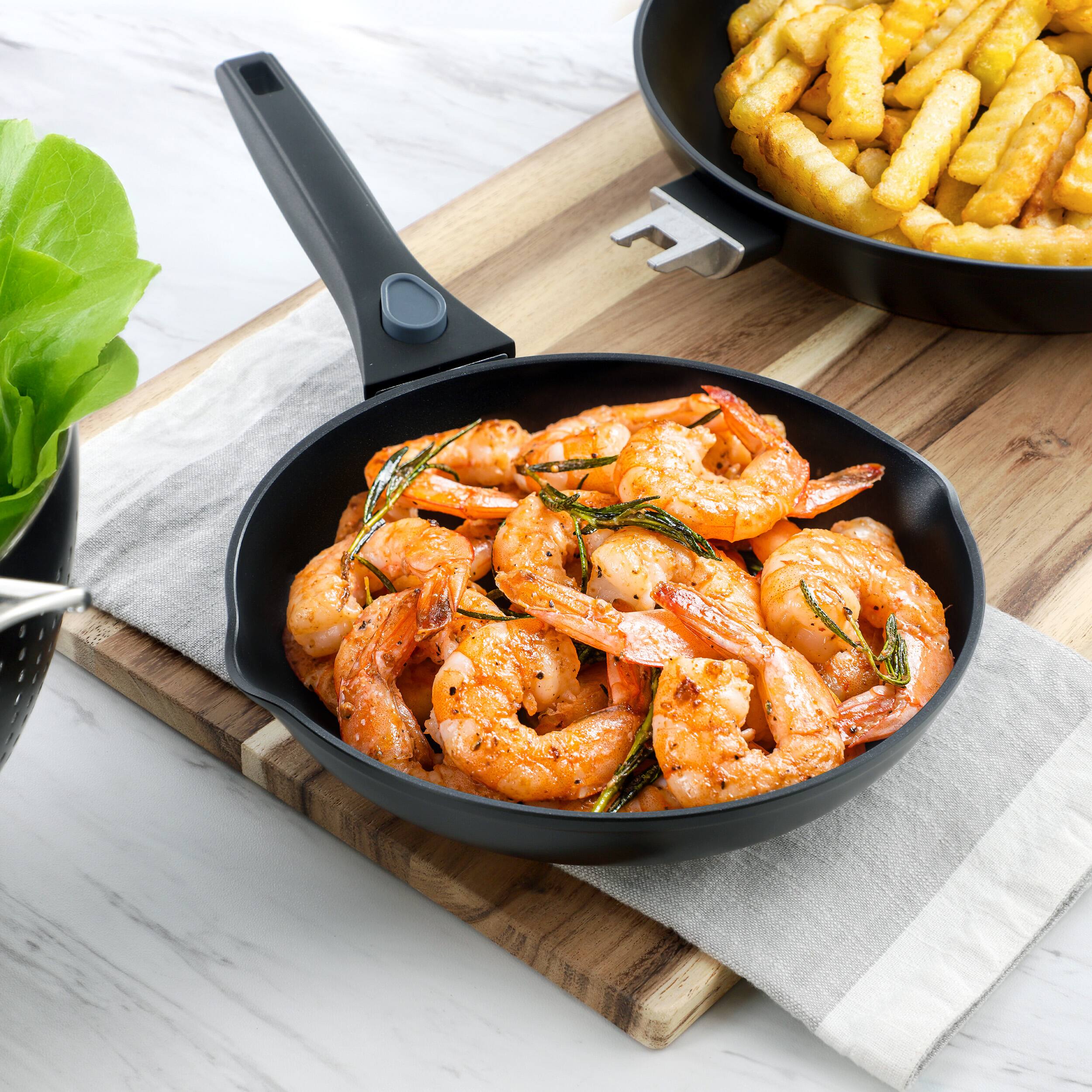 Alt View 4. Oster - Oster Smarthandle Advance 3 Piece Nonstick Aluminum Frying Pan Set in Black - Black.