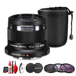 Bundle - OM System - M.Zuiko Digital 45mm f/1.8 Lens Black Portrait Prime Lens() - Black