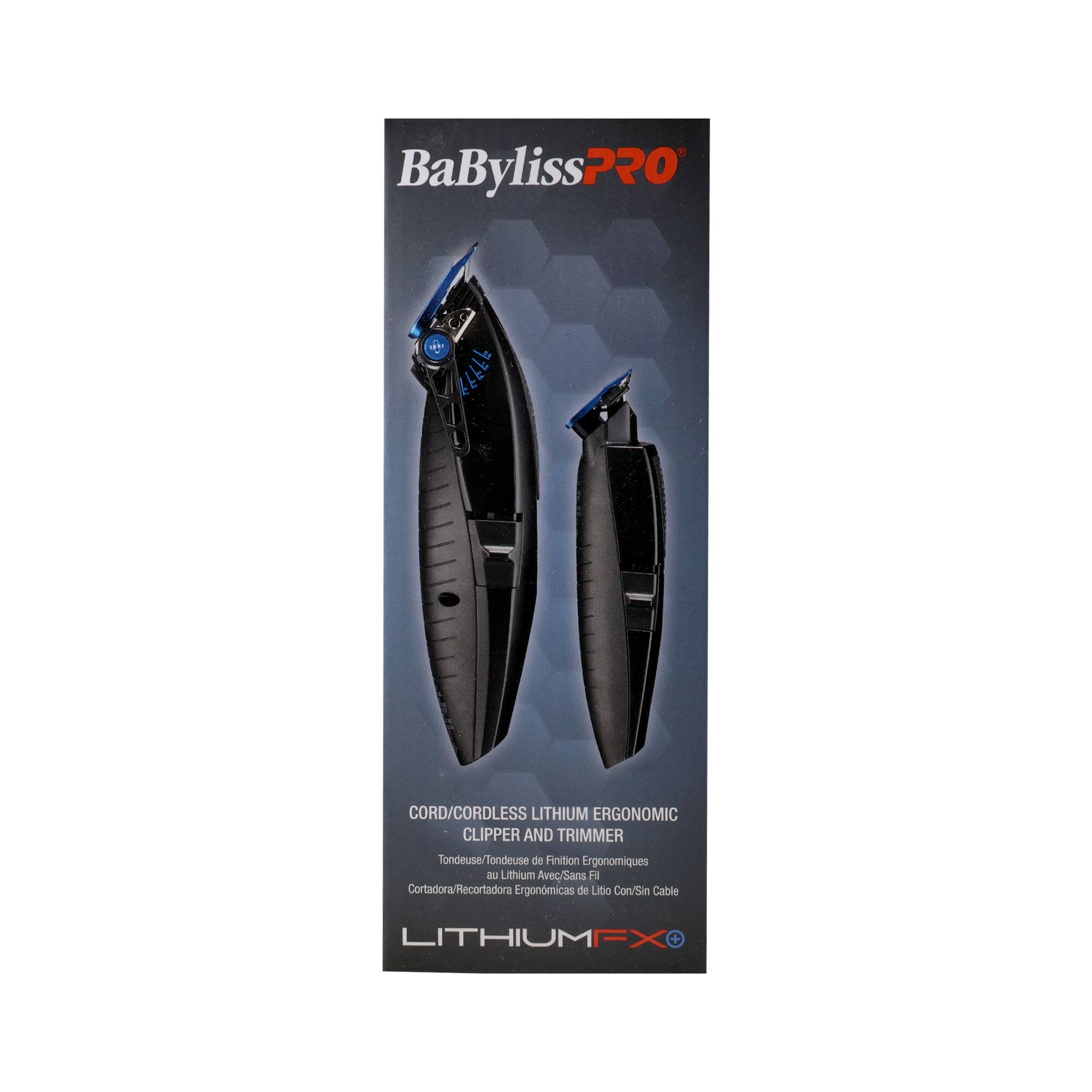 BaByliss PRO  
CORD/CORDLESS LITHIUM ERGONOMIC CLIPPER AND TRIMMER  
Tondeuse/Tondeuse de Finition Ergonomiques au Lithium Avec/Sans Fil  
Cortadora/Recortadora Ergonómicas de Litio Con/Sin Cable  
LITHIUM EXO