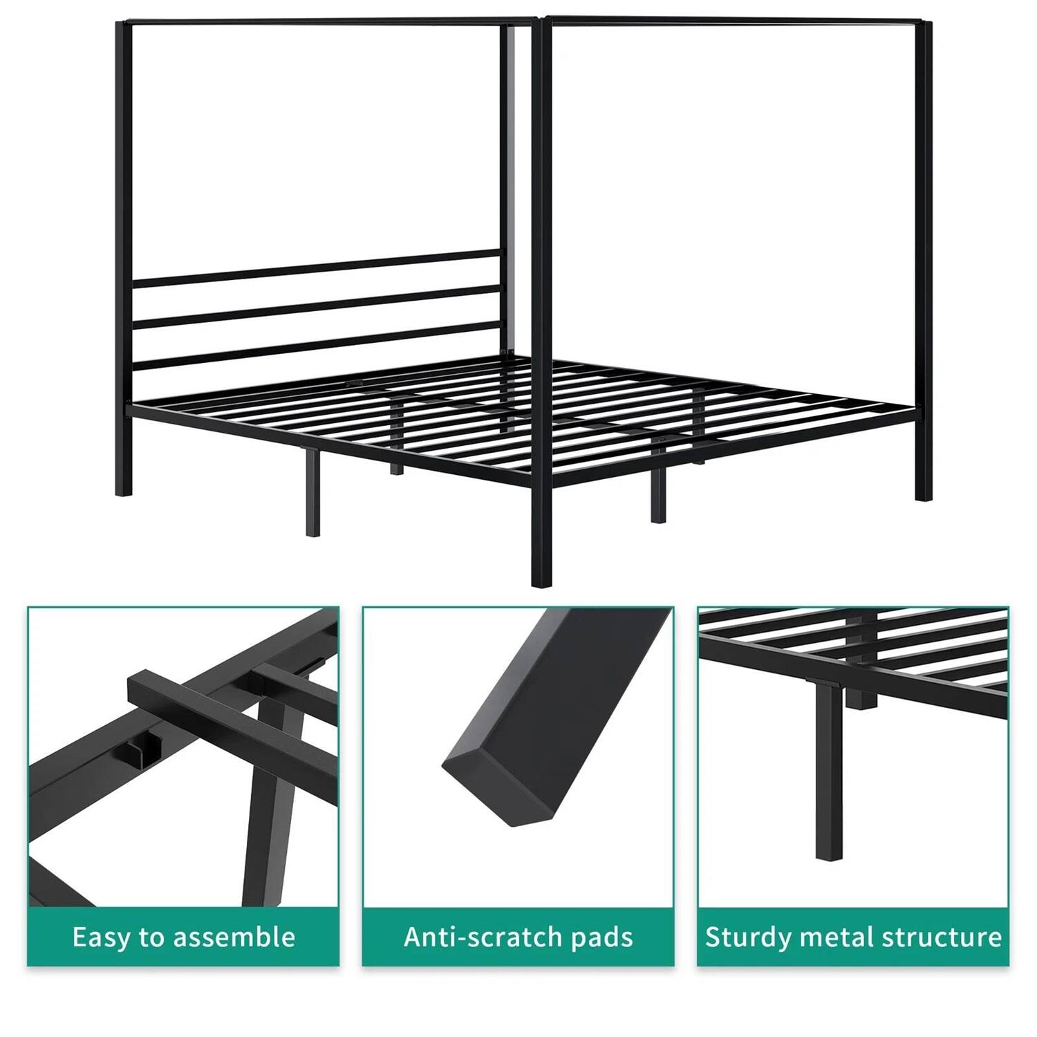 Easy to assemble, Anti-scratch pads, Sturdy metal structure