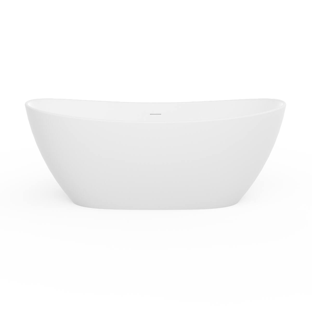 Left. Loheer - Loheer Solid Surface Freestanding Bathtub, Matte White Soaking Tub with Center Drain, 65 in - Matte White.