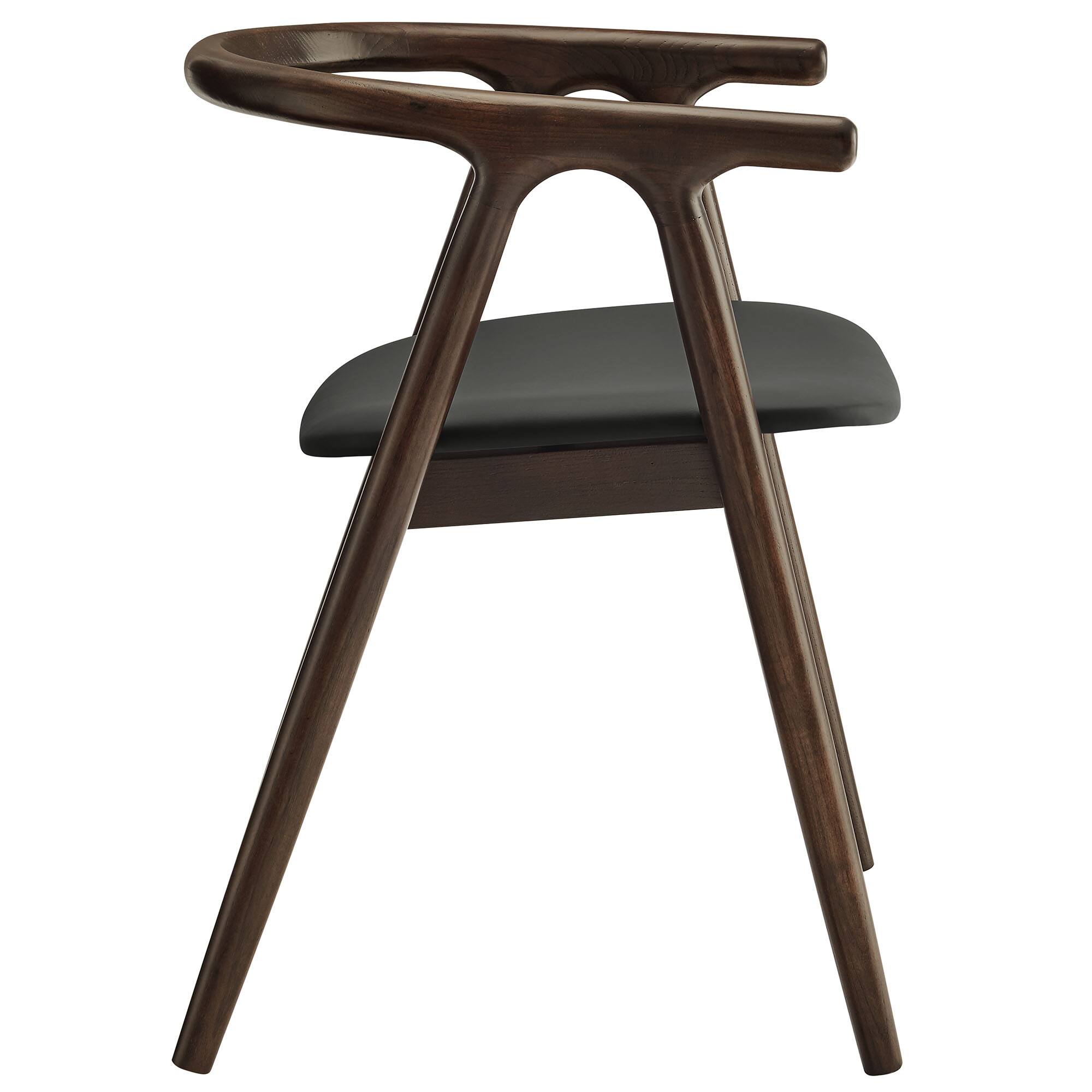 Back. Modway - Henry Vegan Leather and Wood Dining Chair by Modway - Black.