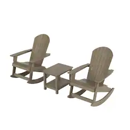 WestinTrends - Tuscany 3-Piece HIPS Outdoor Rocking Adirondack Chair With Side Table - Taupe