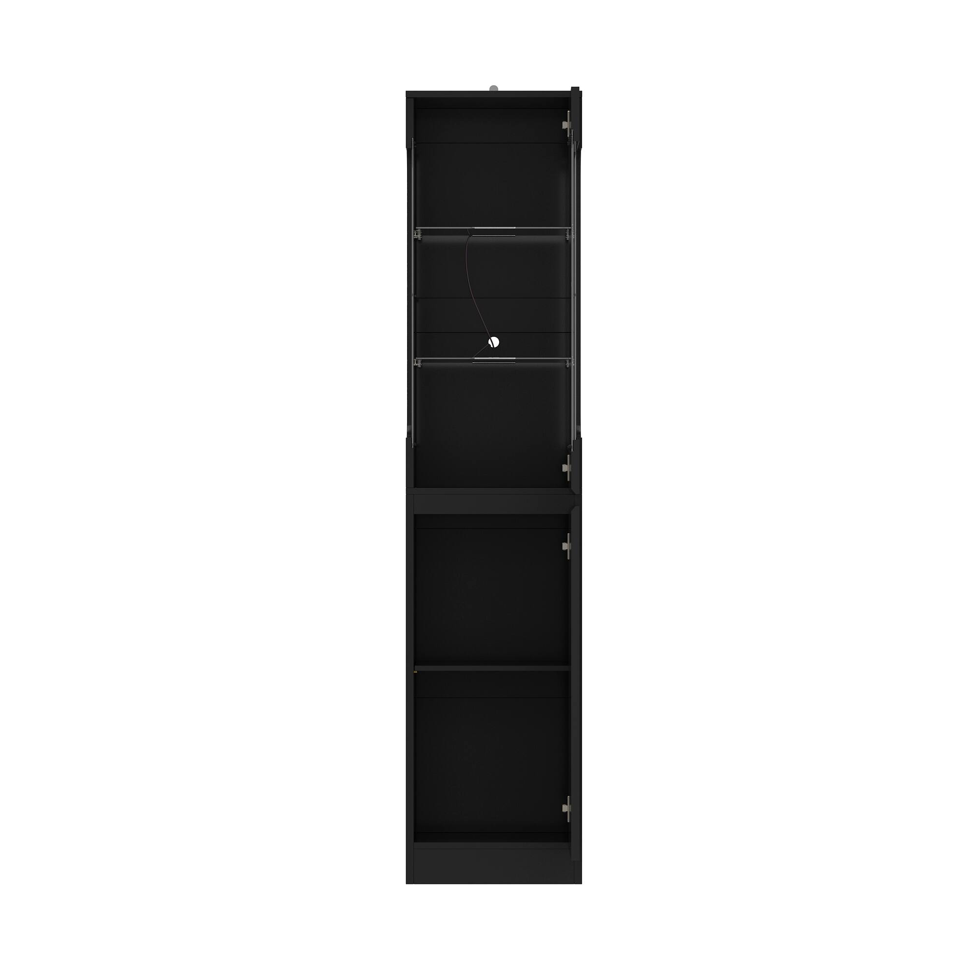 Left. Famapy - Famapy Display Storage Cabinet - Color - changing LED Lights & Adjustable Shelves for Home Decor - Black.