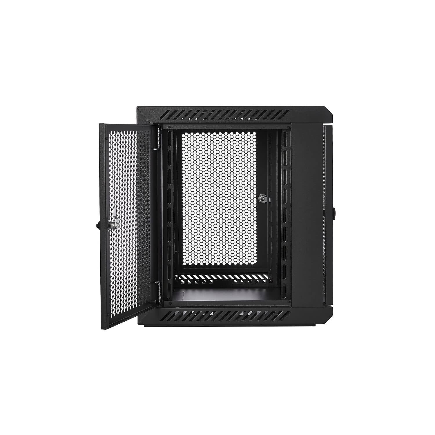 V7 9U Rack Mount Wall Cabinet Enclosure Vented Locking Removable Cable ...