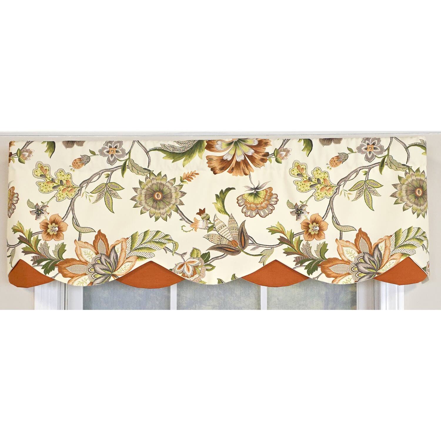Left. RLF Home - RLF Home 100% Cotton Zanzibar Petticoat With Poly/Cotton lining Rod Pocket Valance 50" x 17" Orange - Orange.