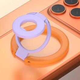 Dteck - Double-sided Mag Safe Magnetic Ring Stand for Apple iPhone 17 Pro Max,Triple Fold Phone Holder 360° Rotating Kickstand - Orange+Purple