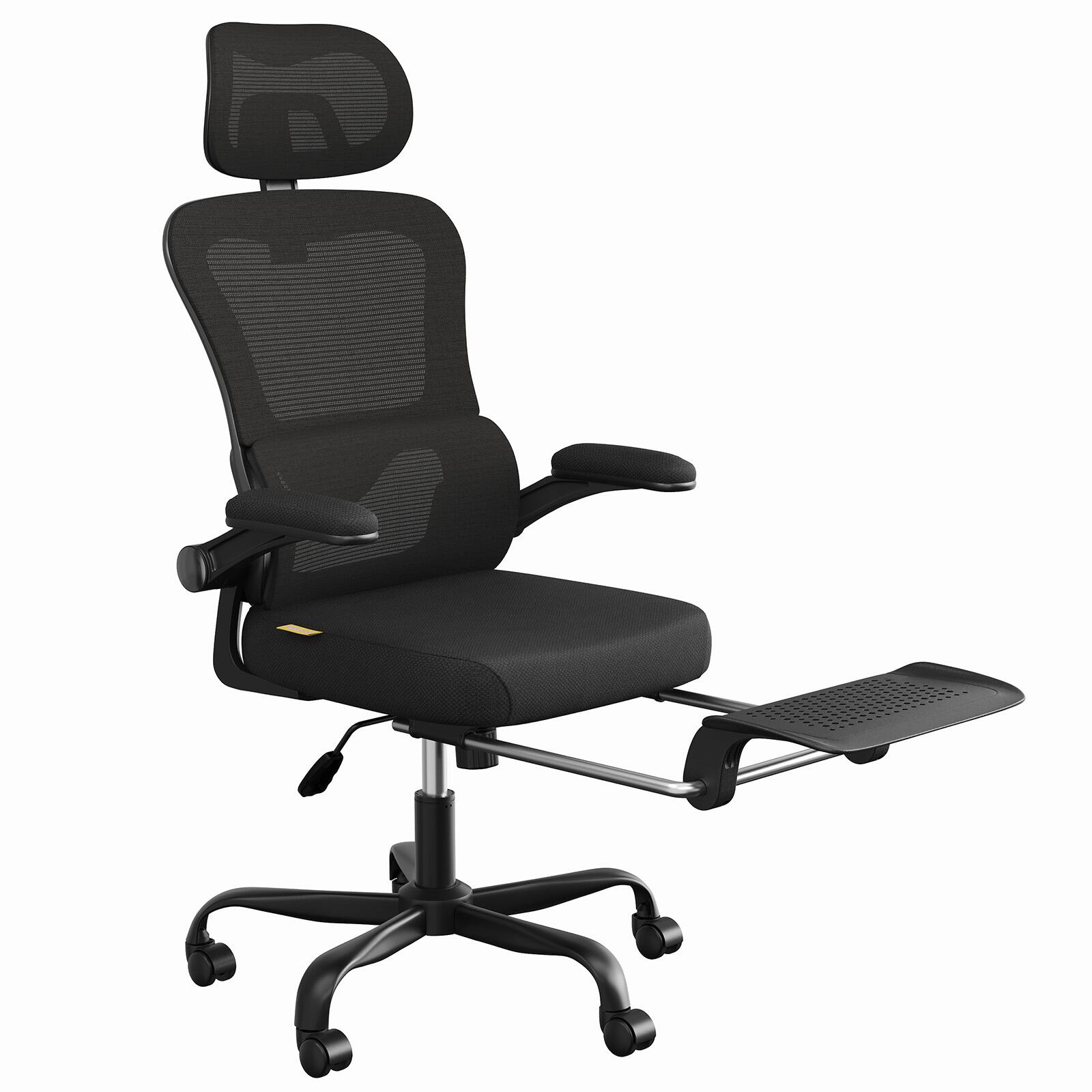 Alt View 5. Pinmoco - Ergonomic Office Chair with Headrest and Footrest, Breathable Mesh Desk Chair with Flip-Up Armrests for Home Office - Black.