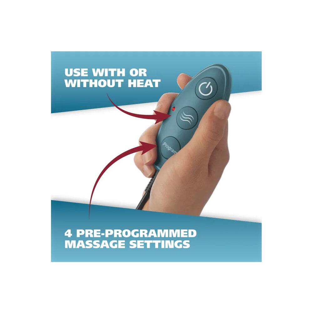 USE WITH OR WITHOUT HEAT

4 PRE-PROGRAMMED MASSAGE SETTINGS