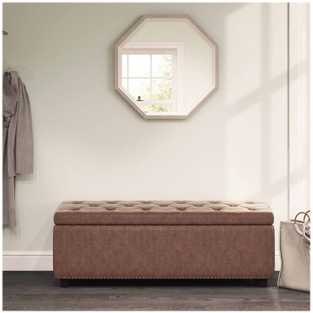 Alt View 14. Simpli Home - Hamilton Storage Ottoman - Distressed Umber Brown.