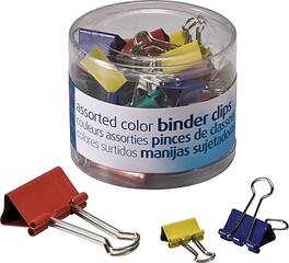 Officemate - Binder Clips, 0.63" Capacity, Colors, 30 Clips/Pack - Assorted