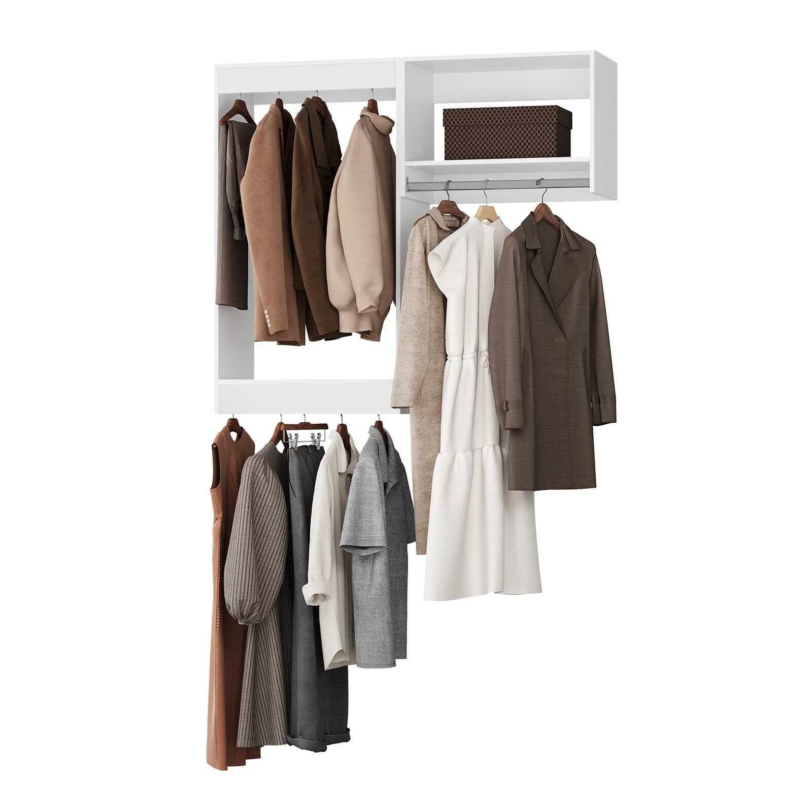 Front. LOVMOR - LOVMOR 49 in White Modular Closet System Unit-Customizable Wall Mounted Walk-In Closets for Bedroom or Walk-in Closet - White.